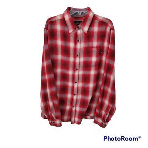 Marmot flannel shirt plaid button up down red plaid men's XL Cotton long sleeve